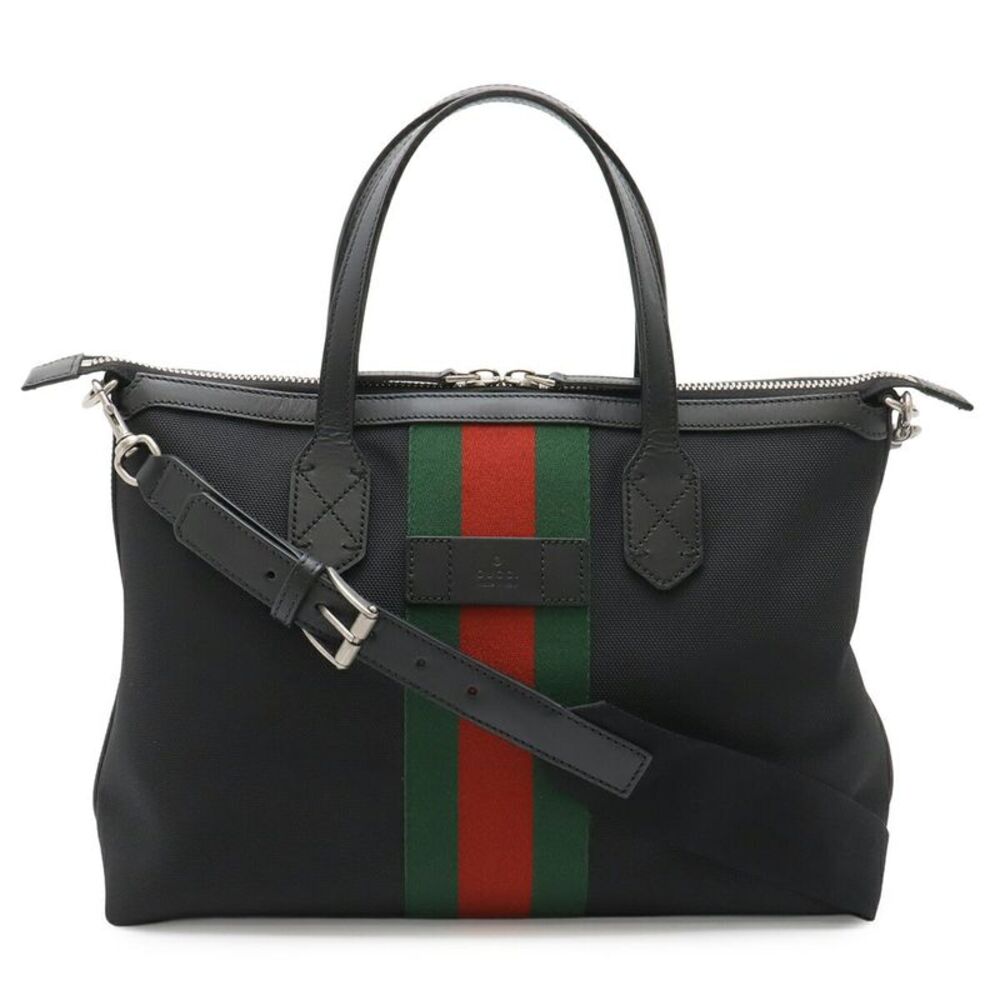 Gucci Nylon Canvas Leather Tote Bag - Picture 1 of 8